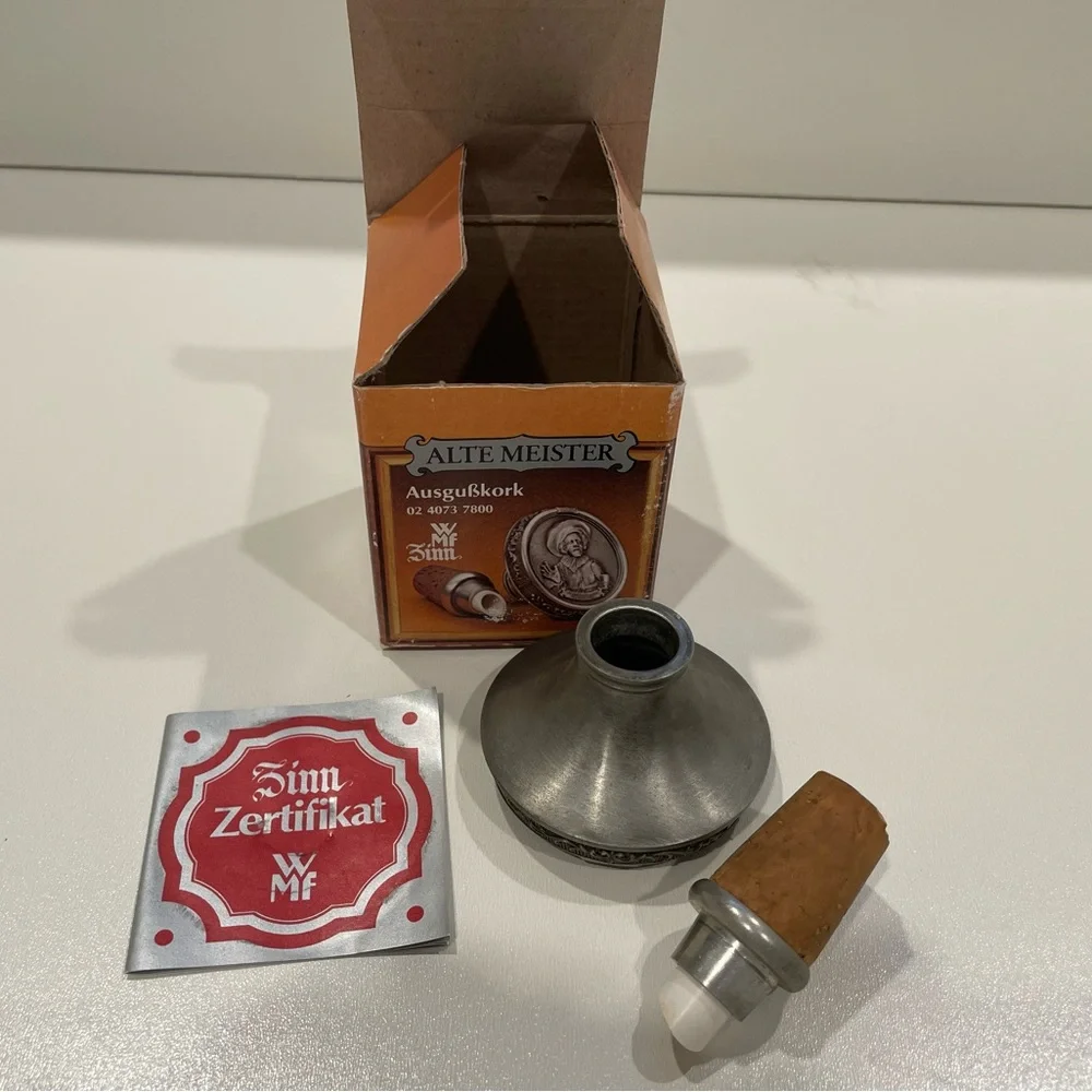 Convertible Wine Stopper Pourer  Pewter & Cork Alte Meister | Used in OG Box